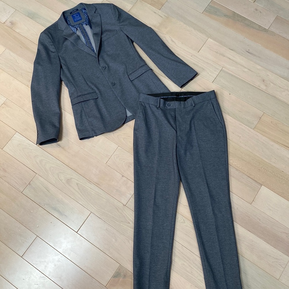 T.O Collection grey soft stretch blazer pants suit 20
